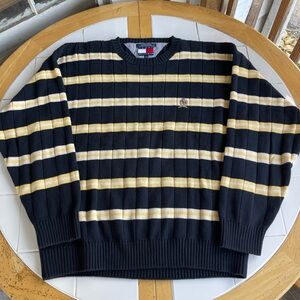 Vintage Tommy Hilfiger Sweater XL Striped Colorblock Oversized Boxy Fit Preppy